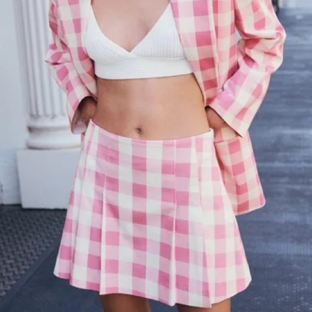 Zara plaid pleated mini skort skirt